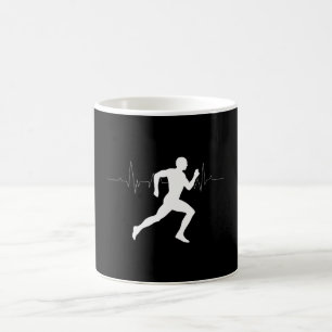 Runner Silhouette With Heart Beat Line Coffee Mug