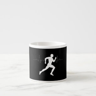 Runner Silhouette With Heart Beat Line Espresso Cup