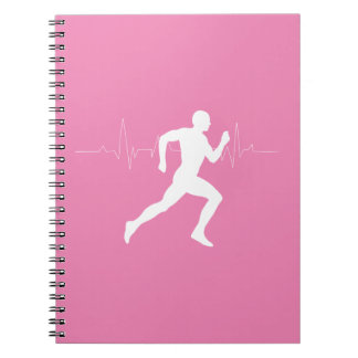 Runner Silhouette With Heart Beat Line Pink Notebook