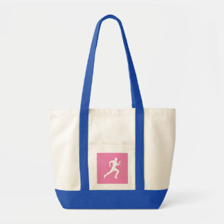 Runner Silhouette With Heart Beat Line Pink   Tote Bag