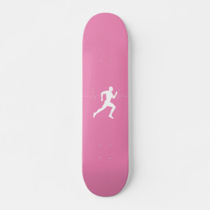 Runner Silhouette With Heart Beat Line  Skateboard