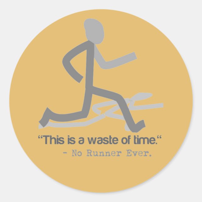 Runner Stick Figure Quote Classic Round Sticker (Front)