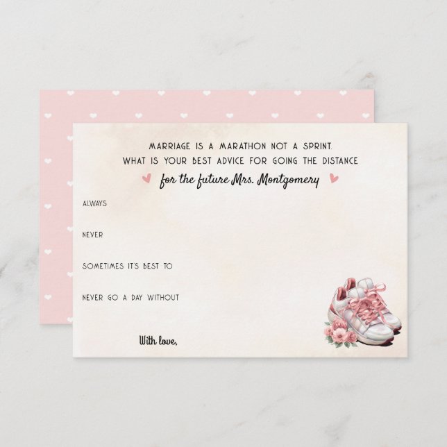 Runner Theme Pink Sneaker Floral Wedding Advice (Front/Back)