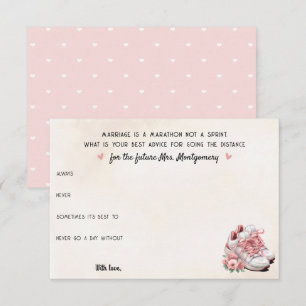 Runner Theme Pink Sneaker Floral Wedding Advice Card