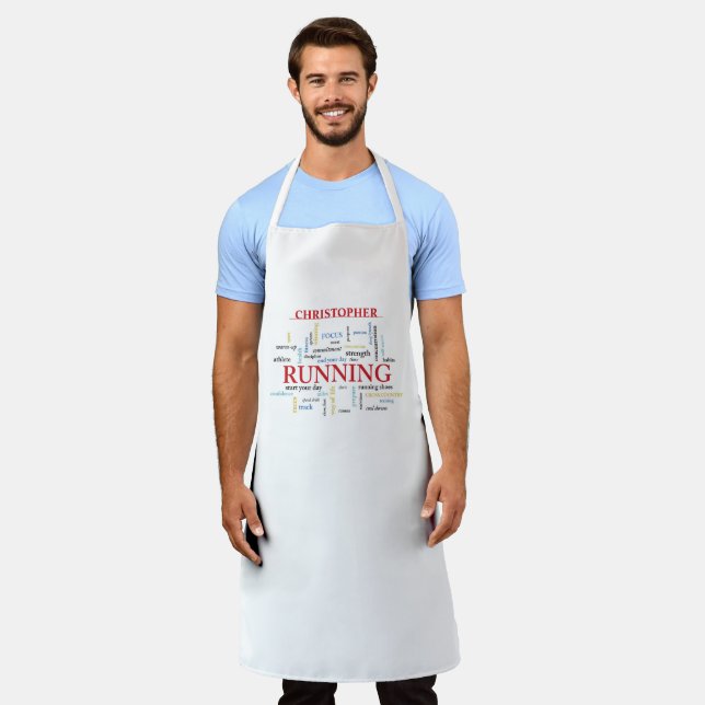 Runner with Words Personalised Apron (Worn)