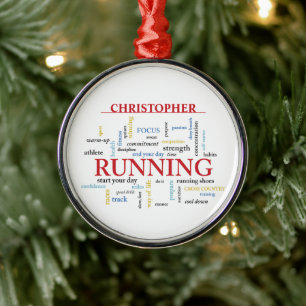 Runner with Words Personalised Metal Tree Decoration