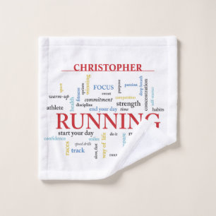 Runner with Words Personalised Wash Cloth