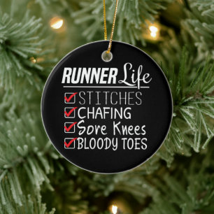Runner's Life Funny Marathon Running Checklist Ceramic Tree Decoration