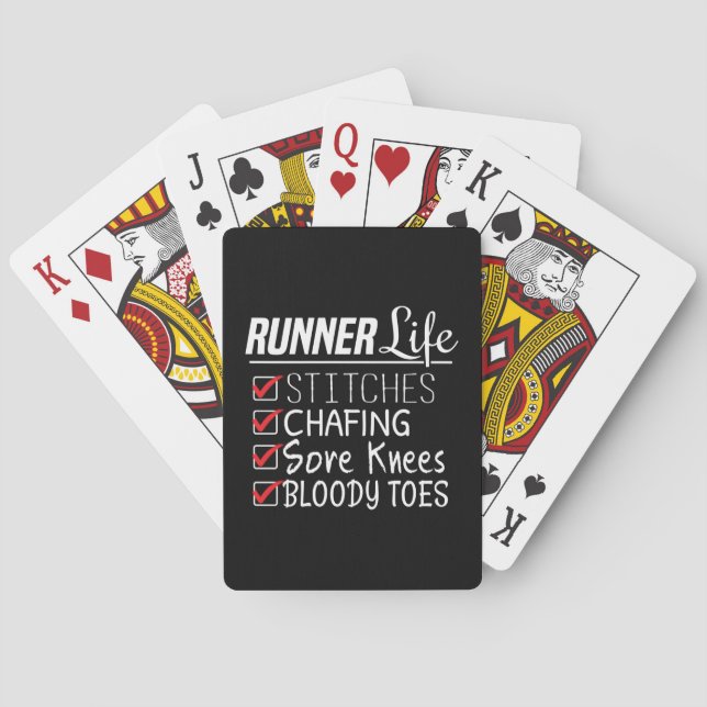 Runner's Life Funny Marathon Running Checklist Playing Cards (Back)