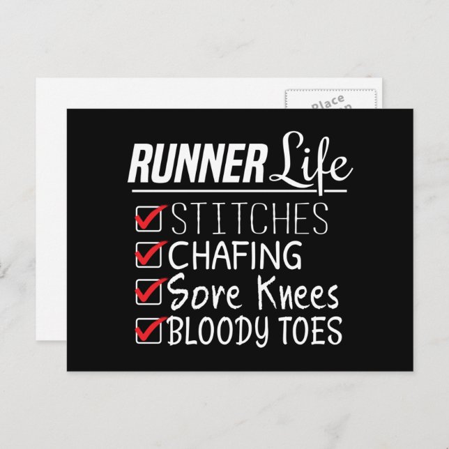 Runner's Life Funny Marathon Running Checklist Postcard (Front/Back)