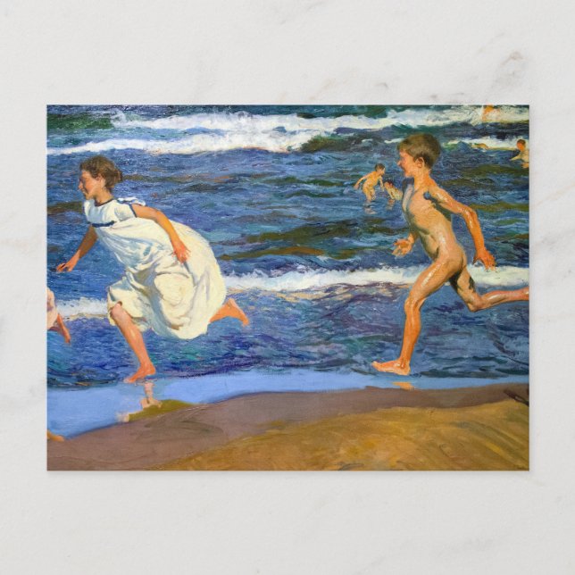 Running along the Beach by Joaquin Sorolla Postcard (Front)