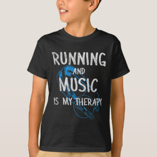 Running And Music Is My Therapy Headphones Design T-Shirt