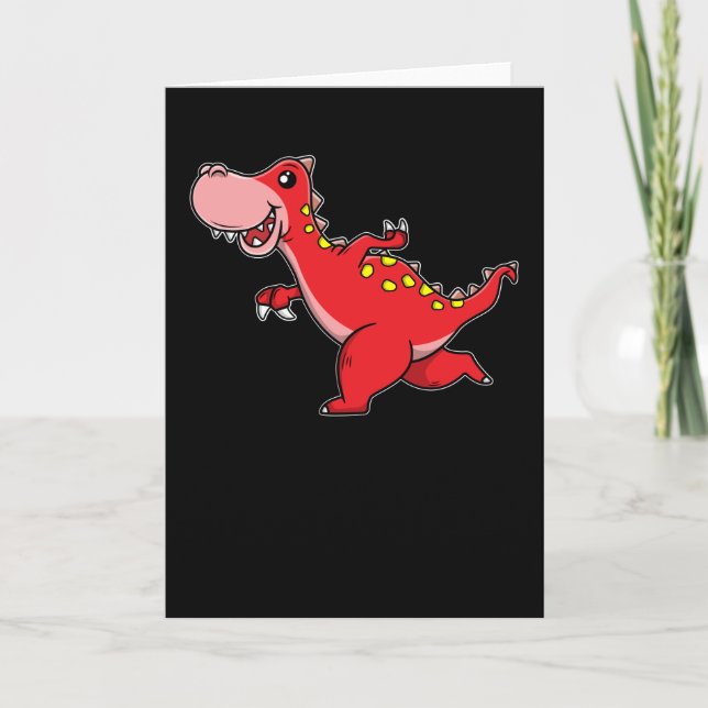 Running and smiling Dinosaur for Kids Card (Front)