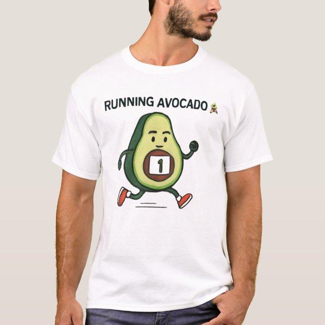 Running Avocado 🥑 Cute Sporty Cartoon Design T-Shirt (Front)