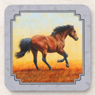 Running Bay Horse Slate Grey Coaster