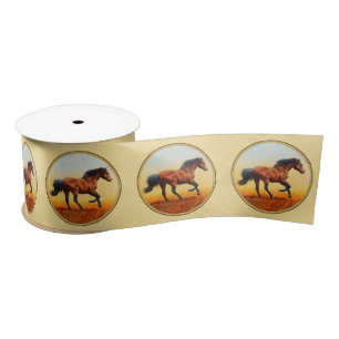 Running Bay Horse Yellow Satin Ribbon