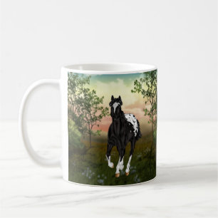 Running Black Appaloosa Spotted Horse Western Art Coffee Mug