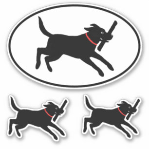Running Black Labrador Retriever Cute Lab Stickers