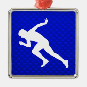 Running; Blue Metal Tree Decoration