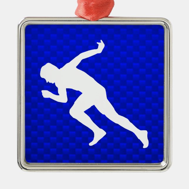 Running; Blue Metal Tree Decoration (Front)