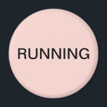 Running blush pink dishwasher magnet<br><div class="desc">Minimal "running" dishwasher kitchen magnet with a blush pink background helping you with kitchen organisation. Customise with your text.</div>