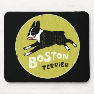 Running Boston Terrier Cartoon Dog | Energetic Dog Mouse Pad