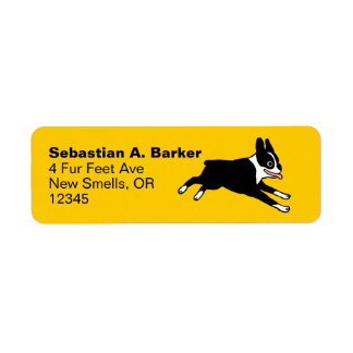 Running Boston Terrier Cartoon Dog Return Address