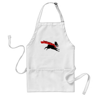 Running Boston Terrier Wearing Red Scarf Holiday Standard Apron