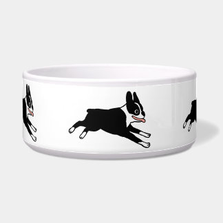 Running Boston Terriers Dog Bowl