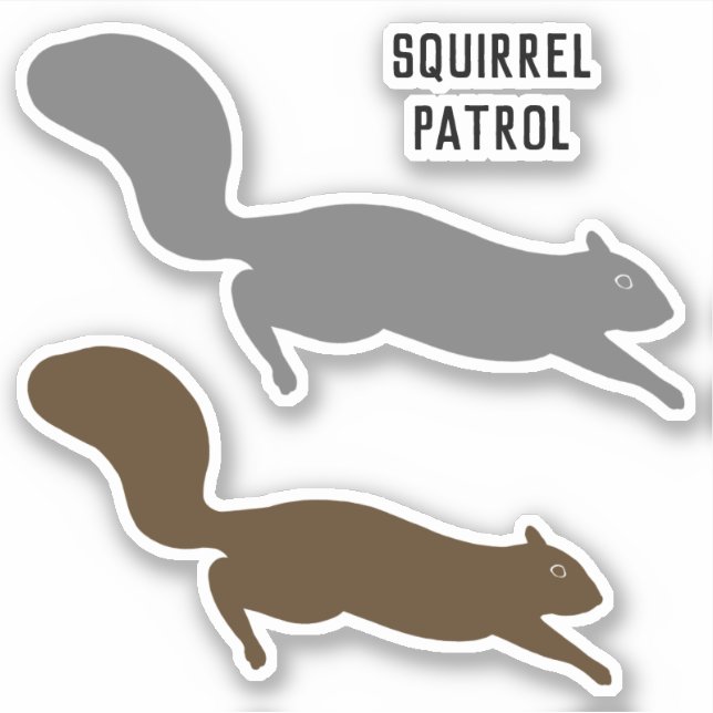 Running Brown and Grey Squirrels Vinyl Stickers (Front)