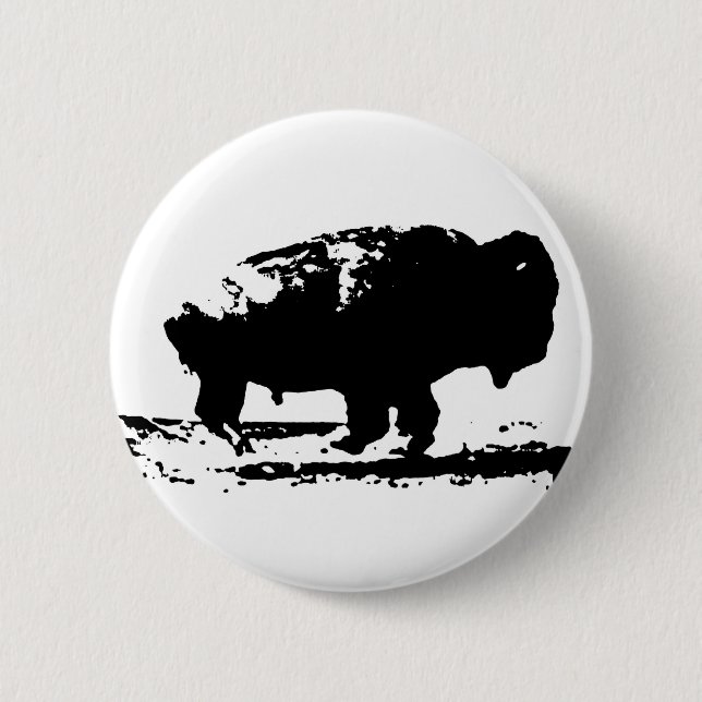 Running Buffalo Bison Pop Art 6 Cm Round Badge (Front)