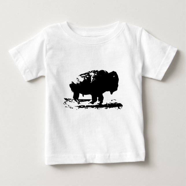 Running Buffalo Bison Pop Art Baby T-Shirt (Front)