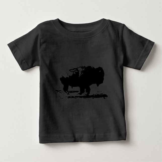 Running Buffalo Bison Pop Art Baby T-Shirt (Front)