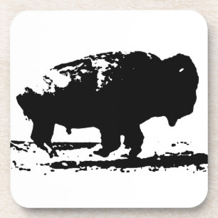Running Buffalo Bison Pop Art Coaster