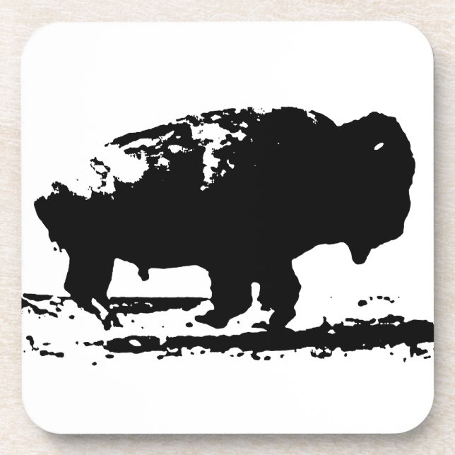 Running Buffalo Bison Pop Art Coaster (Front)