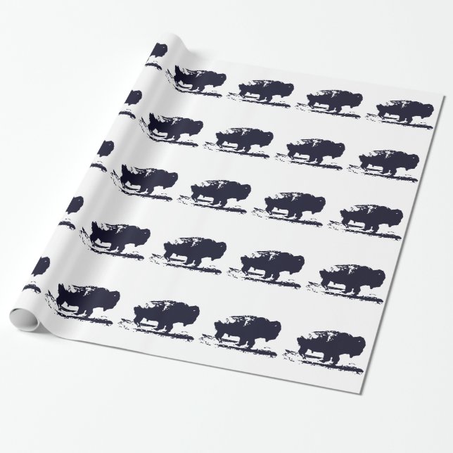 Running Buffalo Bison Pop Art Puerto Madero Wrapping Paper (Unrolled)