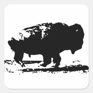 Running Buffalo Bison Pop Art Square Sticker