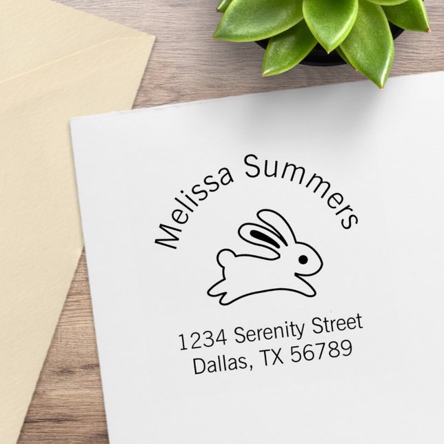 Running Bunny Rabbit Address Rubber Stamp (Creator Uploaded)