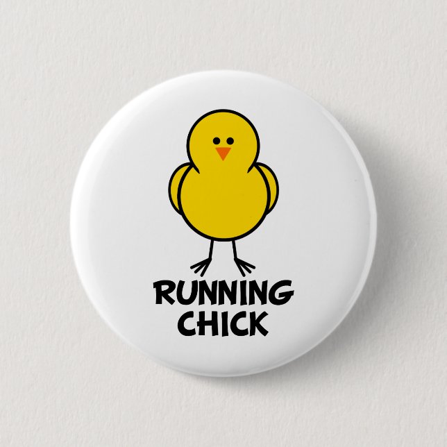 Running Chick 6 Cm Round Badge (Front)