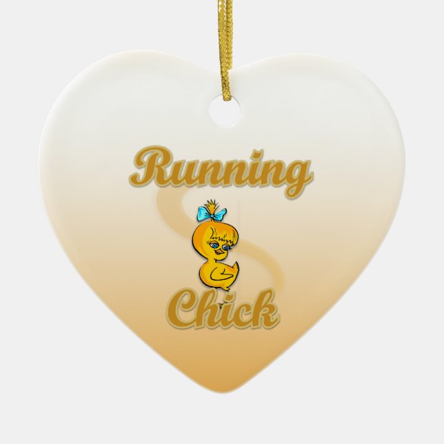 Running Chick Ceramic Tree Decoration (Front)
