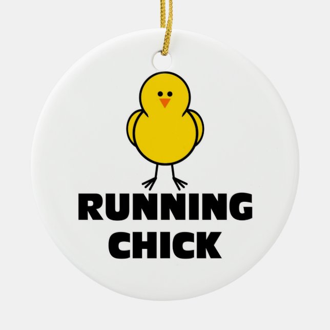 Running Chick Ceramic Tree Decoration (Front)