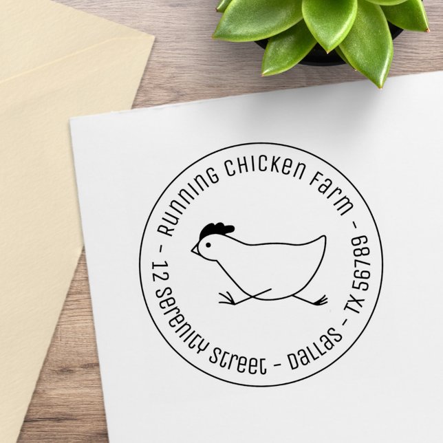 Running Chicken Business Address Egg Carton Rubber Stamp (Creator Uploaded)