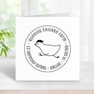 Running Chicken Business Address Egg Carton Rubber Stamp