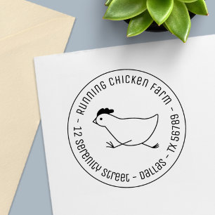 Running Chicken Business Address Egg Carton Self-inking Stamp