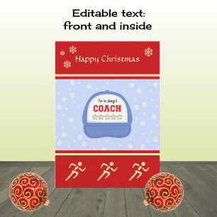 Running coach christmas holidays custom greeting holiday card
