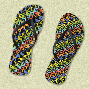 Running colourful lettering pattern jandals