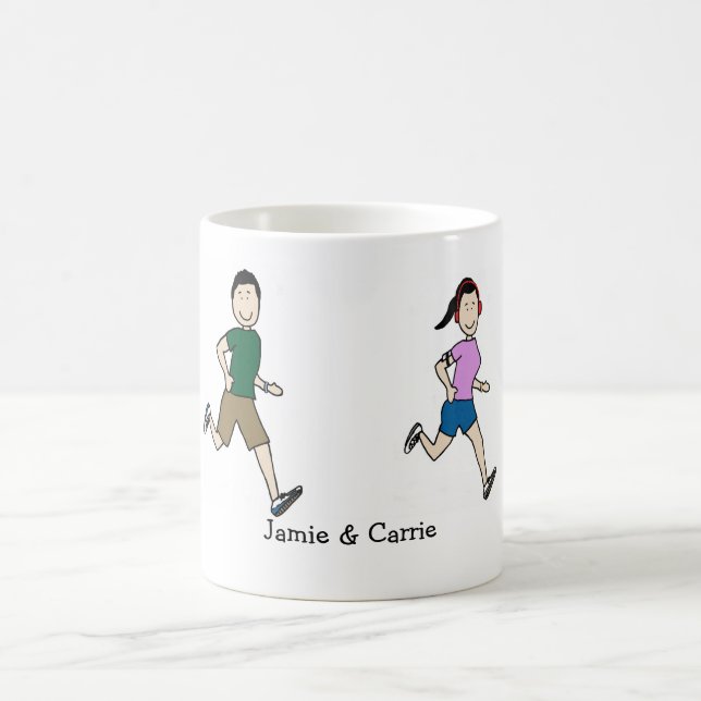 Running couple - personalised cartoon mug (Center)