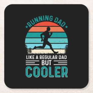 Running Dad Square Paper Coaster