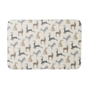 Running Deer and Buck Pattern Bath Mat