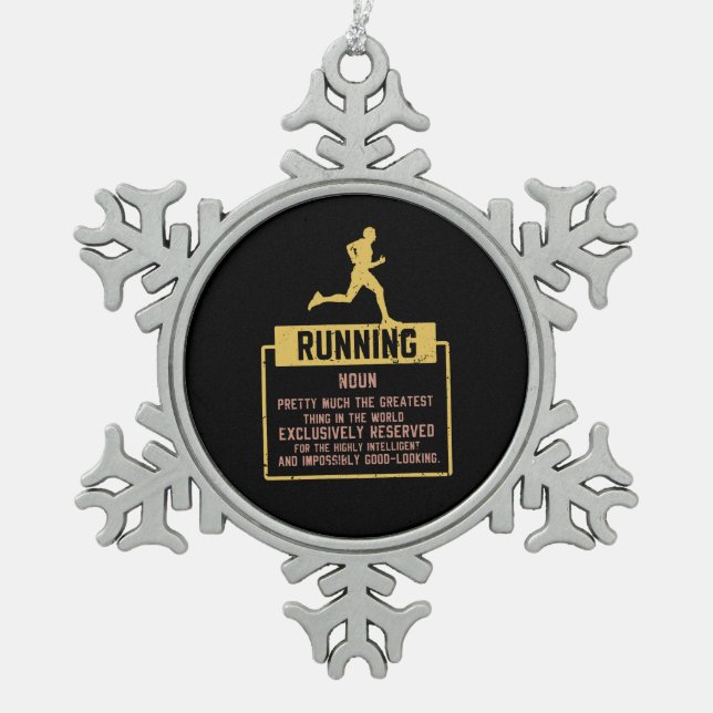 Running Definition  Snowflake Pewter Christmas Ornament (Front)
